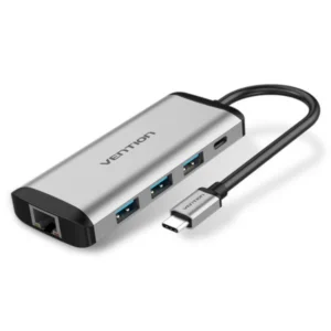 Vention USB-C Multi-Functional 5-in-1 Docking Station, Type-C to USB 3.0 (3 Ports) / Gigabit Ethernet / PD