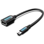 Vention USB 2.0 Mini-B Male to A Female OTG Cable 0.15M Black PVC Type