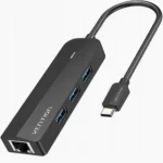 Vention USB-C to USB 3.0*3 / RJ45 / Micro-B HUB 0.15M Black ABS Type