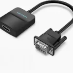 Vention VGA to HDMI Converter with Female Micro USB and Audio Port 0.15M Black Metal Type
