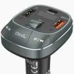 Vention 3-Port USB (C + A + A) Car Charger with FM Transmitter (30W/18W/5W) Black ABS Type