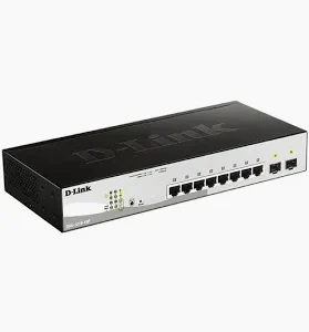 D-Link DGS-1210-10P 8-Port Gigabit PoE Smart Managed Switch with 2 SFP Uplink Ports