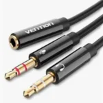 Vention 3.5mm Male to 2×3.5mm Female Stereo Splitter Cable – 0.3M (Black ABS Type)