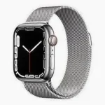 Apple Watch Series 6 (GPS + Cellular) 40mm – Silver Stainless Steel Case with Silver Milanese Loop / White Sport Band (Regular)