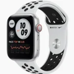 Apple Watch Nike SE (GPS + Cellular) 44mm – Silver Aluminum Case with Pure Platinum/Black Nike Sport Band
