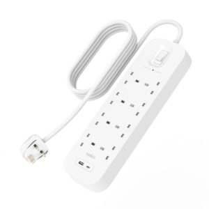SRB003AR2M Surge Protector – 8 Outlets, 900J, USB-A + USB-C (18W)