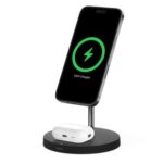 Belkin Wireless Charger Stand with MagSafe & Boost Charge Pro 15W 2-in-1 – Black (UK Plug) (Model: WIZ010MYBK)