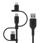 Belkin Universal Charging Cable with Micro-USB, USB-C & Lightning Connectors – 1 Meter (Model: CAC001BT1MBK)